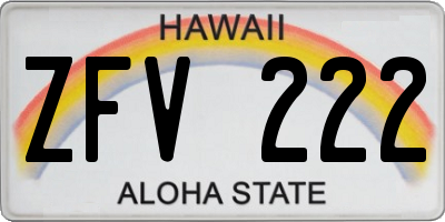 HI license plate ZFV222