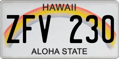 HI license plate ZFV230