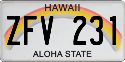HI license plate ZFV231