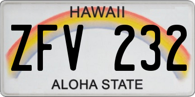 HI license plate ZFV232