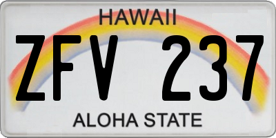 HI license plate ZFV237