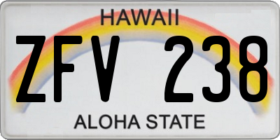 HI license plate ZFV238