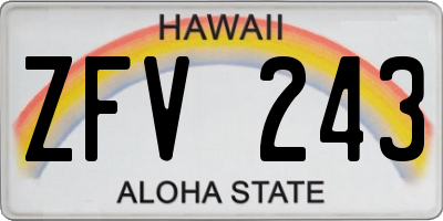 HI license plate ZFV243