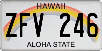 HI license plate ZFV246