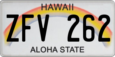 HI license plate ZFV262