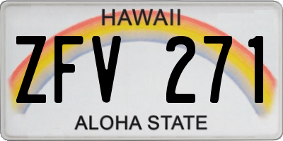 HI license plate ZFV271