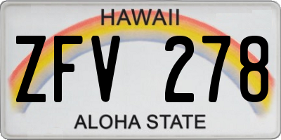 HI license plate ZFV278