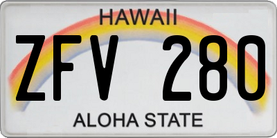 HI license plate ZFV280