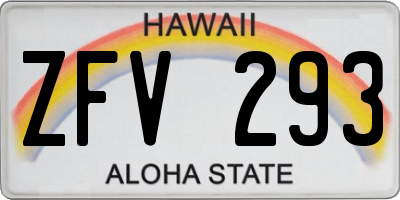 HI license plate ZFV293