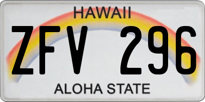 HI license plate ZFV296