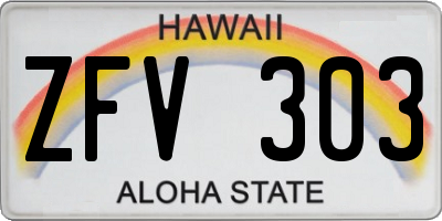 HI license plate ZFV303
