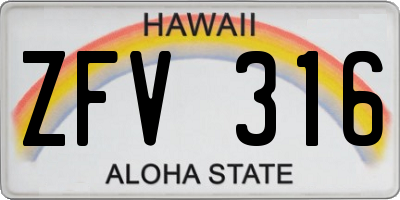 HI license plate ZFV316