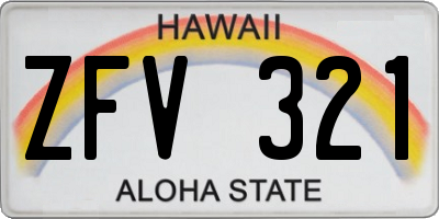 HI license plate ZFV321