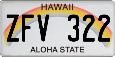 HI license plate ZFV322