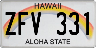 HI license plate ZFV331