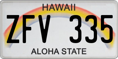 HI license plate ZFV335