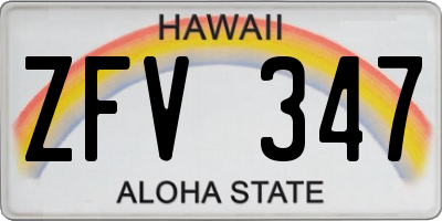 HI license plate ZFV347