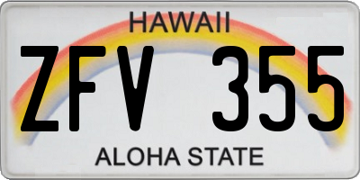 HI license plate ZFV355