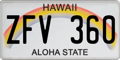 HI license plate ZFV360