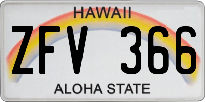 HI license plate ZFV366