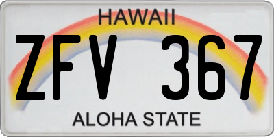 HI license plate ZFV367