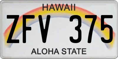 HI license plate ZFV375