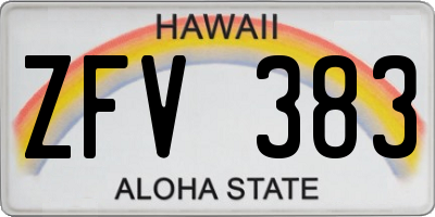HI license plate ZFV383