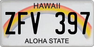HI license plate ZFV397