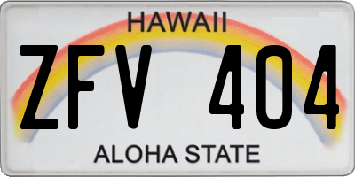 HI license plate ZFV404