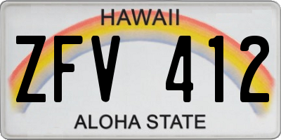 HI license plate ZFV412