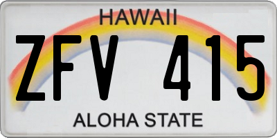 HI license plate ZFV415