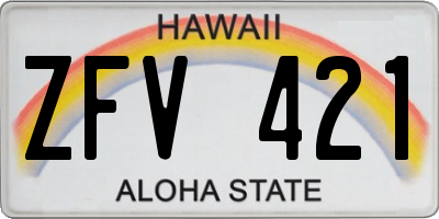 HI license plate ZFV421