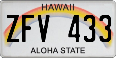 HI license plate ZFV433