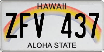 HI license plate ZFV437