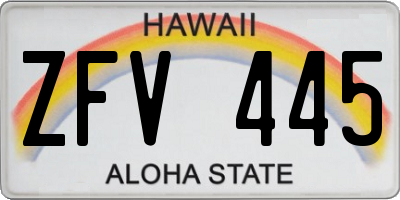 HI license plate ZFV445