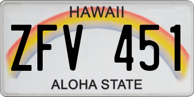 HI license plate ZFV451