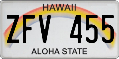 HI license plate ZFV455