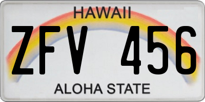 HI license plate ZFV456