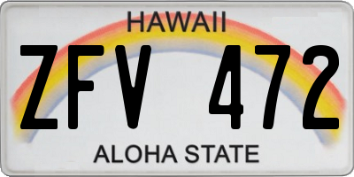 HI license plate ZFV472
