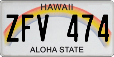HI license plate ZFV474