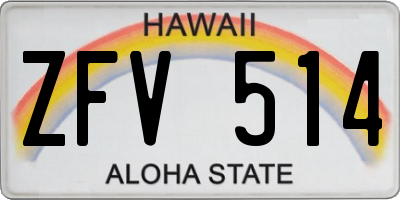 HI license plate ZFV514