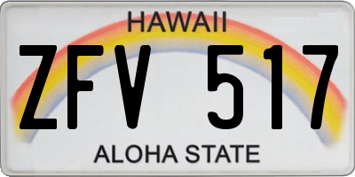 HI license plate ZFV517