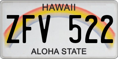 HI license plate ZFV522