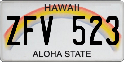 HI license plate ZFV523