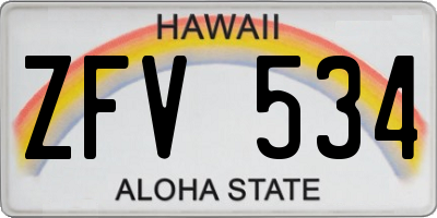 HI license plate ZFV534