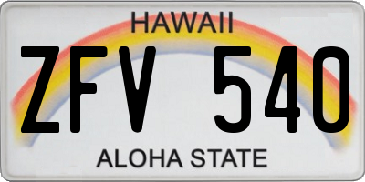 HI license plate ZFV540