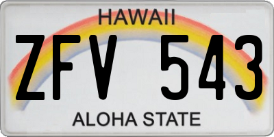 HI license plate ZFV543
