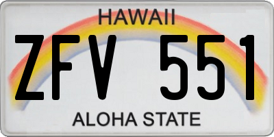 HI license plate ZFV551