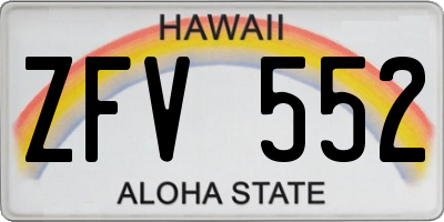 HI license plate ZFV552