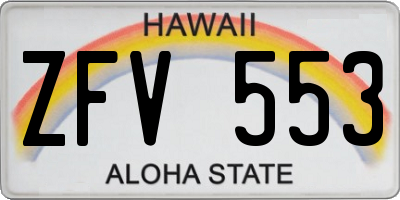 HI license plate ZFV553
